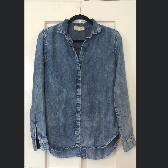 Anthropologie Tops - Anthro Cloth & Stone Acid Wash Chambray Shirt